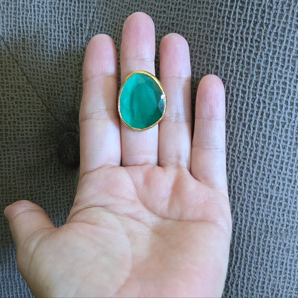 Zeyzey Faceted Green💚 Agate Statement Ring💍 - Picture 10 of 16
